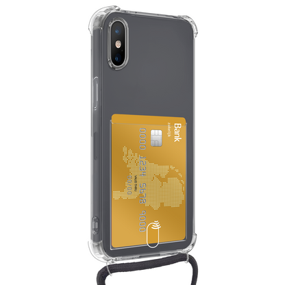 iPhone Xs Max Hoesje Kaarthouder met Koord Backcover Shockproof - Transparant