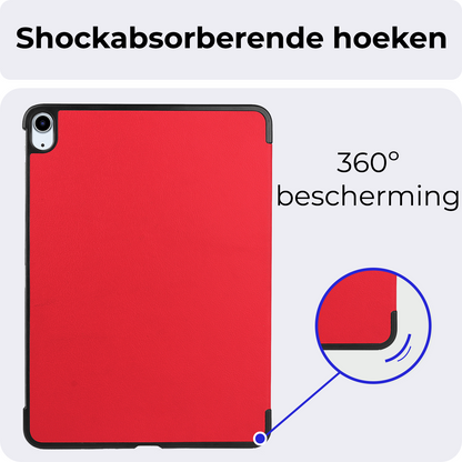 iPad Air 2024 / 2025 (11 inch) Trifold Bookcase Hoes met Penhouder voor Apple Pen - Rood