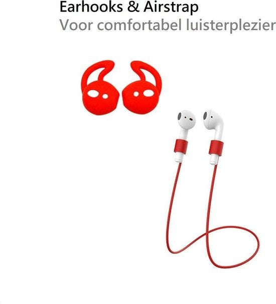 AirPods 2 Hoesje Siliconen 3-in-1 met Clip - Rood