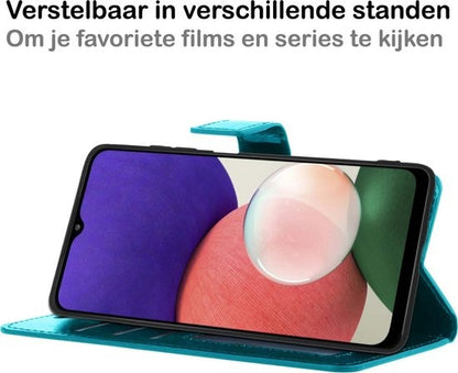 Samsung A22 5G Hoesje Bookcase Cover met Kaarthouder - Turquoise