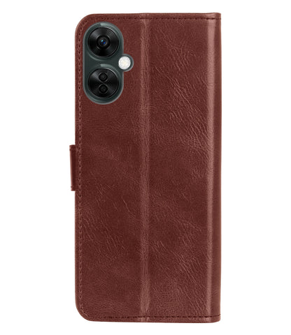 OnePlus Nord CE 3 Lite Hoesje Bookcase Cover met Kaarthouder - Bruin