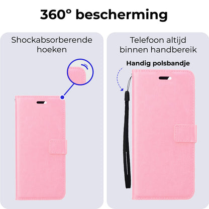 Samsung A35 Hoesje Bookcase Cover met Kaarthouder - Lichtroze
