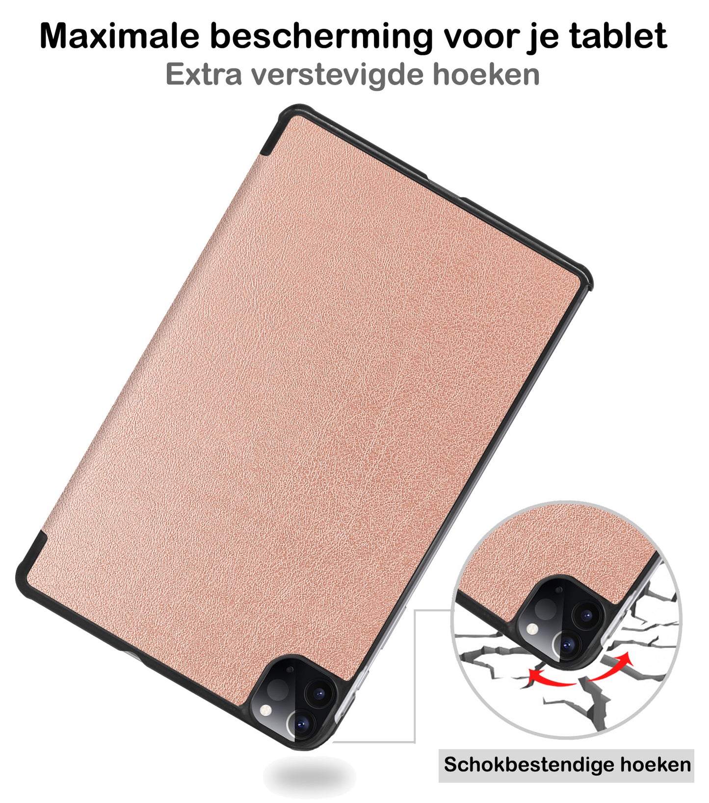 iPad Pro 2021 (12,9 inch) Hoesje Book Case Met Apple Pencil Uitsparing - Rosðð goud