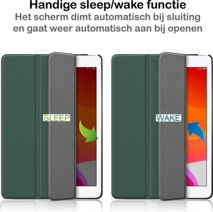 iPad 10.2 2019 Trifold Bookcase Hoes - Donkergroen