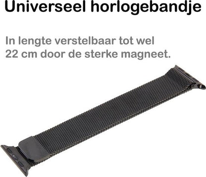 Polsbandje Met Magneetsluiting Geschikt voor Apple Watch 38/40/41 mm Bandje Milanees - Zwart