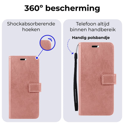 Samsung S24 Plus Hoesje Bookcase Cover met Kaarthouder - Rosé goud