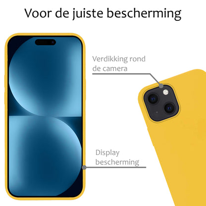 iPhone 15 Plus Hoesje Siliconen Backcover Lichtgewicht - Geel