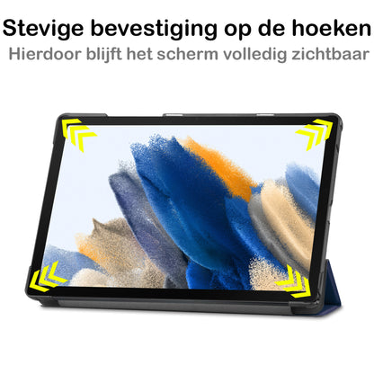 Samsung Galaxy Tab A8 Trifold Bookcase Hoes - Donkerblauw