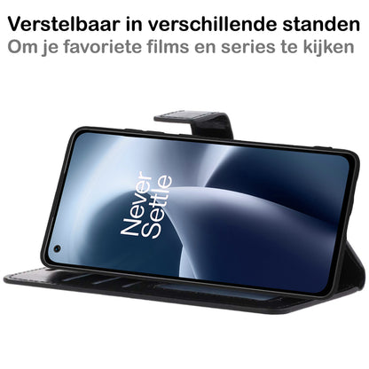 OnePlus Nord 2T Hoesje Bookcase Cover met Kaarthouder - Zwart