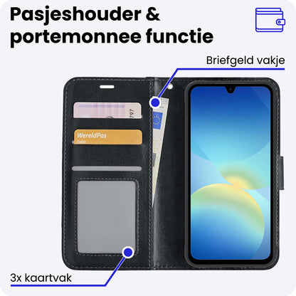 Samsung A26 Hoesje Bookcase Cover met Kaarthouder - Zwart
