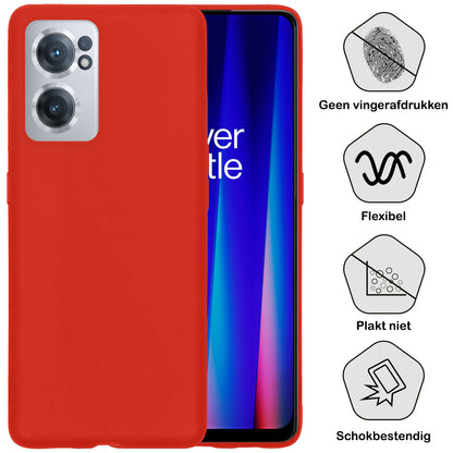 OnePlus Nord CE 2 Hoesje Siliconen Backcover Lichtgewicht - Rood
