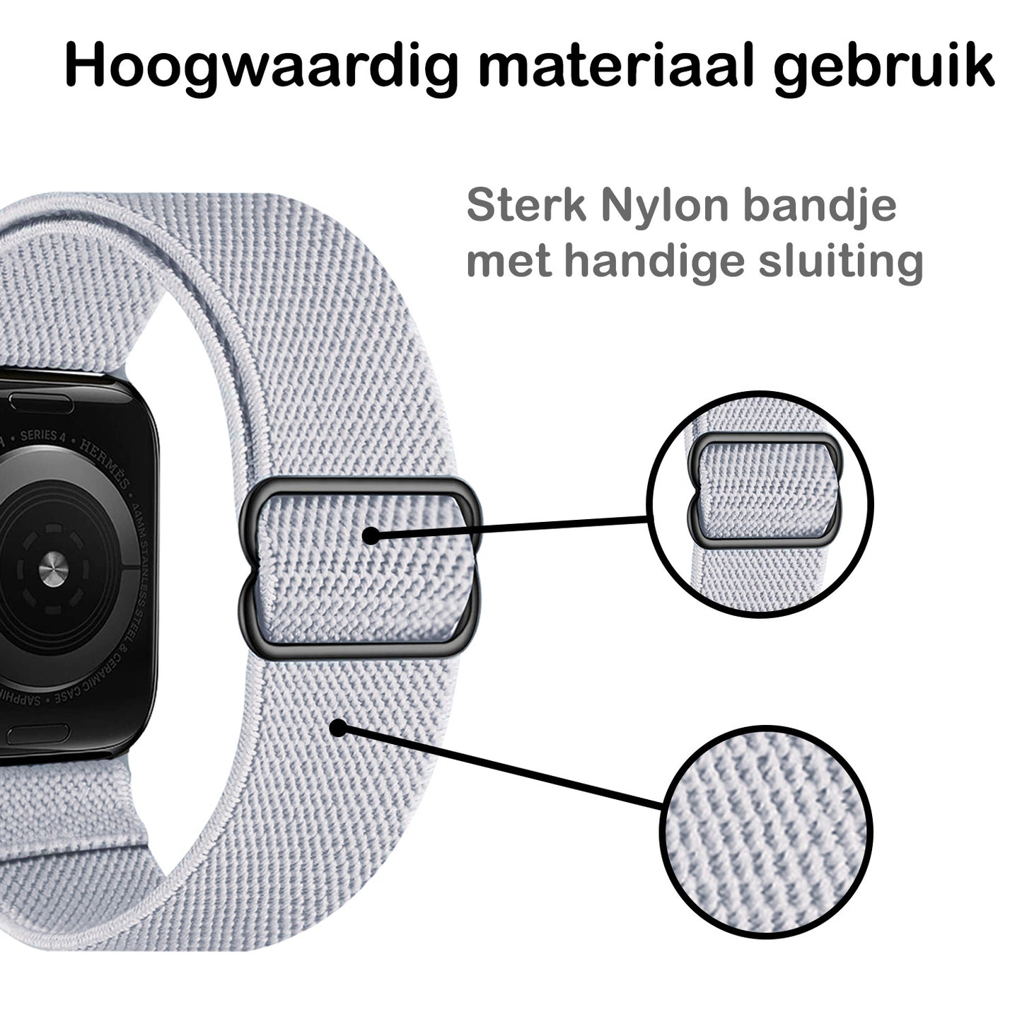 Horloge Bandje Geschikt Voor Apple Watch 1-8 / SE - 42/44/45 mm Bandje Stof - Grijs