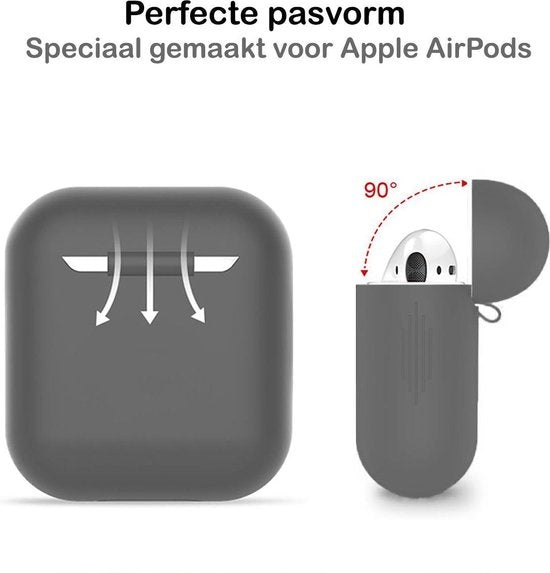 AirPods 1 Hoesje Siliconen met Clip - Grijs