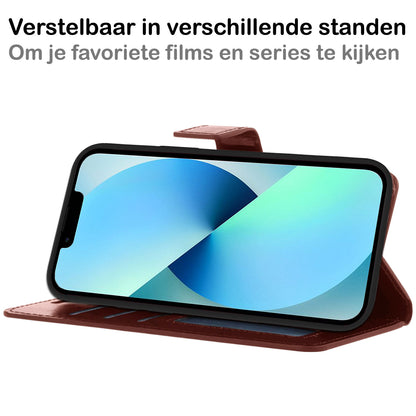 iPhone 14 Hoesje Book Case Kunstleer - Bruin