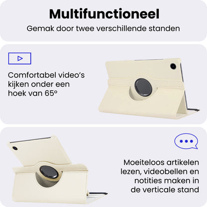 Samsung Galaxy Tab A9 Trifold Bookcase Hoes 360 Graden Draaibaar - Wit