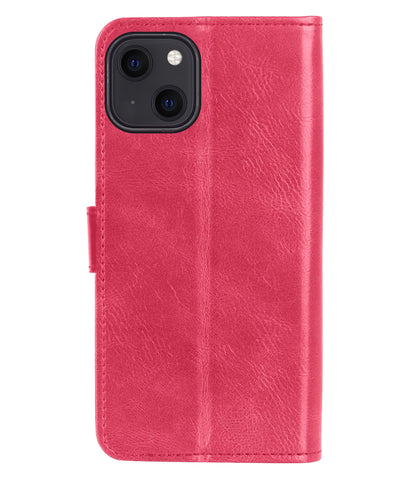 iPhone 14 Plus Hoesje Bookcase Cover met Kaarthouder - Donkerroze