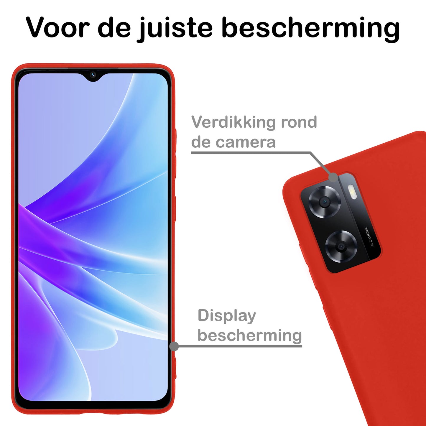 OPPO A57s Hoesje Siliconen - Rood