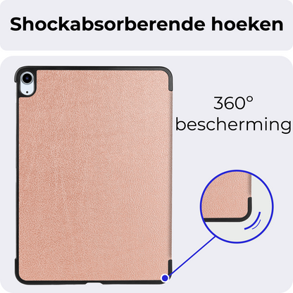 iPad Air 2024 / 2025 (11 inch) Trifold Bookcase Hoes met Penhouder voor Apple Pen - Rosé goud