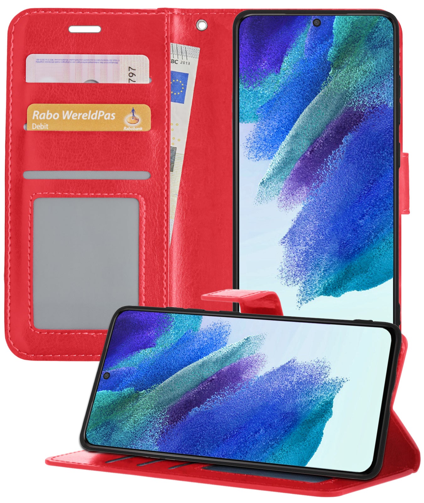 Samsung S21 FE Hoesje Book Case Kunstleer - Rood