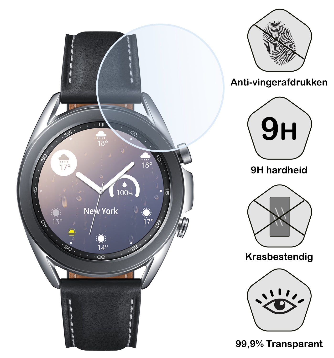 Samsung Galaxy Watch 3 41 mm Screenprotector Tempered Glass