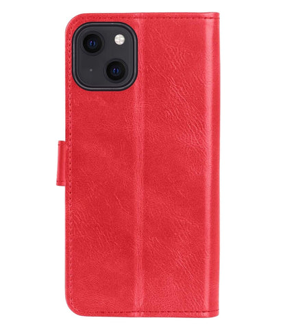 iPhone 14 Hoesje Bookcase Cover met Kaarthouder - Rood