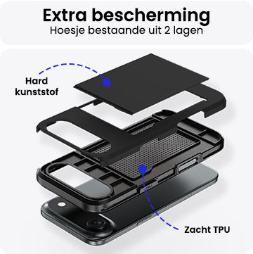 iPhone Air Hoesje Kaarthouder Hard Case Shockproof - Zwart