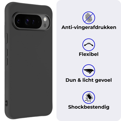 Google Pixel 10 Pro XL Hoesje Siliconen Backcover Lichtgewicht - Zwart