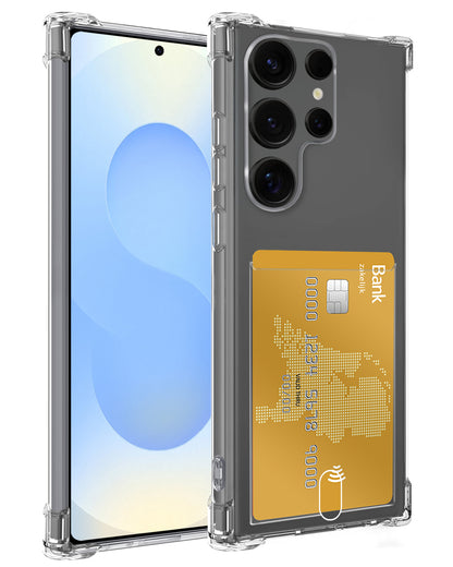 Samsung S25 Ultra Hoesje Kaarthouder Backcover Shockproof - Transparant