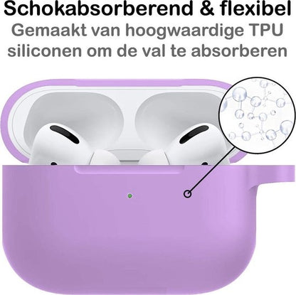 Airpods Pro Hoesje Siliconen met Clip - Lila