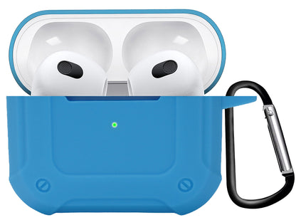 AirPods 3 Hoesje Shock Proof Case Siliconen met Clip - Lichtblauw