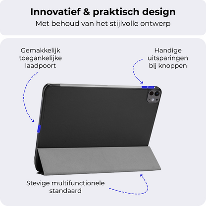 iPad Pro 2024 (13 inch) Trifold Bookcase Hoes - Zwart
