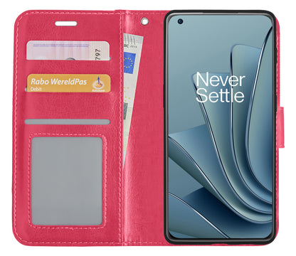 OnePlus 10 Pro Hoesje Book Case Kunstleer - Donkerroze