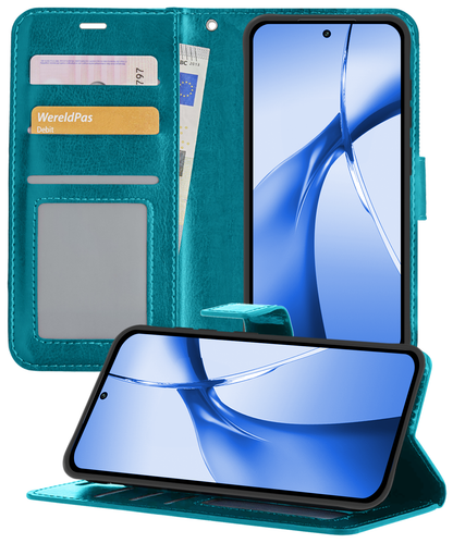 OnePlus Nord CE 4 Hoesje Bookcase Cover met Kaarthouder - Turquoise