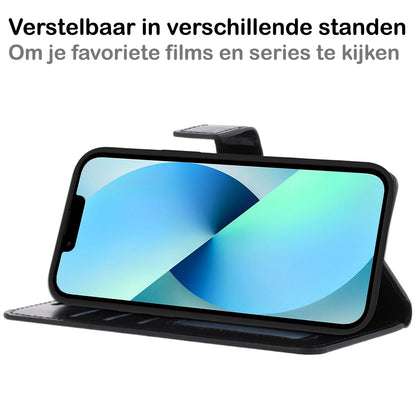 iPhone 14 Pro Hoesje Bookcase Cover met Kaarthouder - Zwart