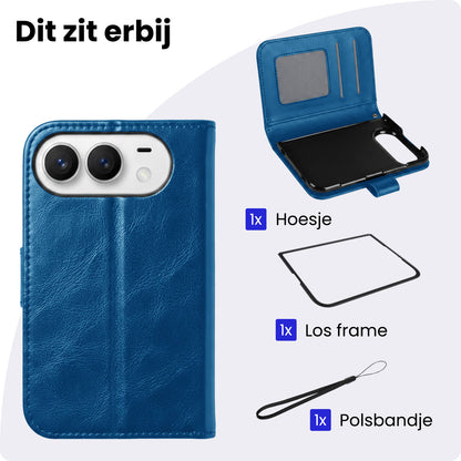 iPhone Duo Hoesje Bookcase Cover met Kaarthouder - Donkerblauw