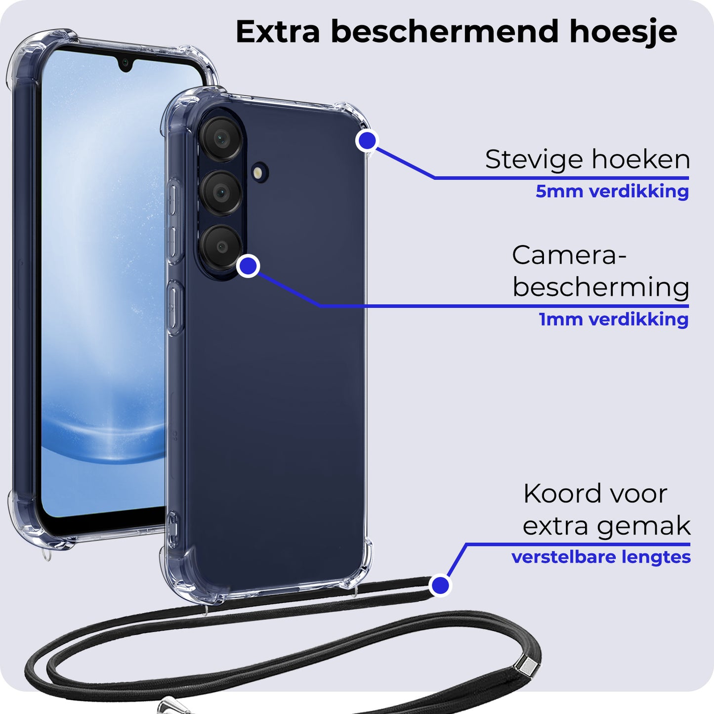 Samsung A25 Hoesje met Koord Siliconen - Transparant