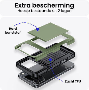 iPhone 17 Pro Hoesje Kaarthouder Hard Case Shockproof - Donkergroen