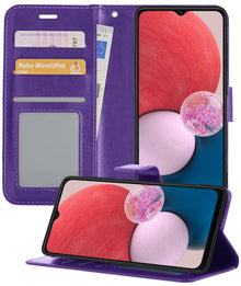 Samsung A13 5G Hoesje Bookcase Cover met Kaarthouder - Paars