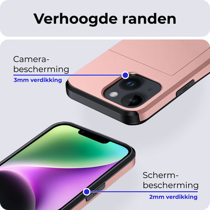 iPhone 14 Hoesje Kaarthouder Hard Case Shockproof - Rosé goud