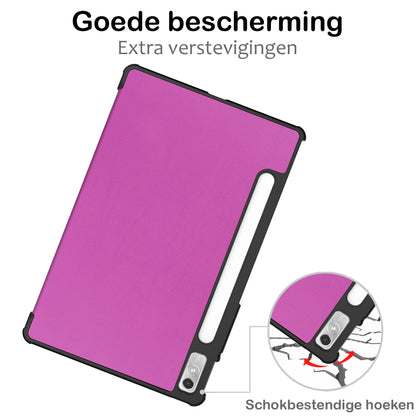 Lenovo Tab P11 Pro Trifold Bookcase Hoes met Penhouder Lenovo Pen - Paars