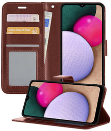Samsung A02s Hoesje Bookcase Cover met Kaarthouder - Bruin