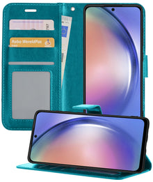 Samsung A54 Hoesje Bookcase Cover met Kaarthouder - Turquoise