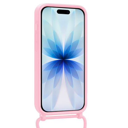 iPhone 17 Hoesje Met Telefoonkoord en Pasjeshouder Siliconen - Lichtroze