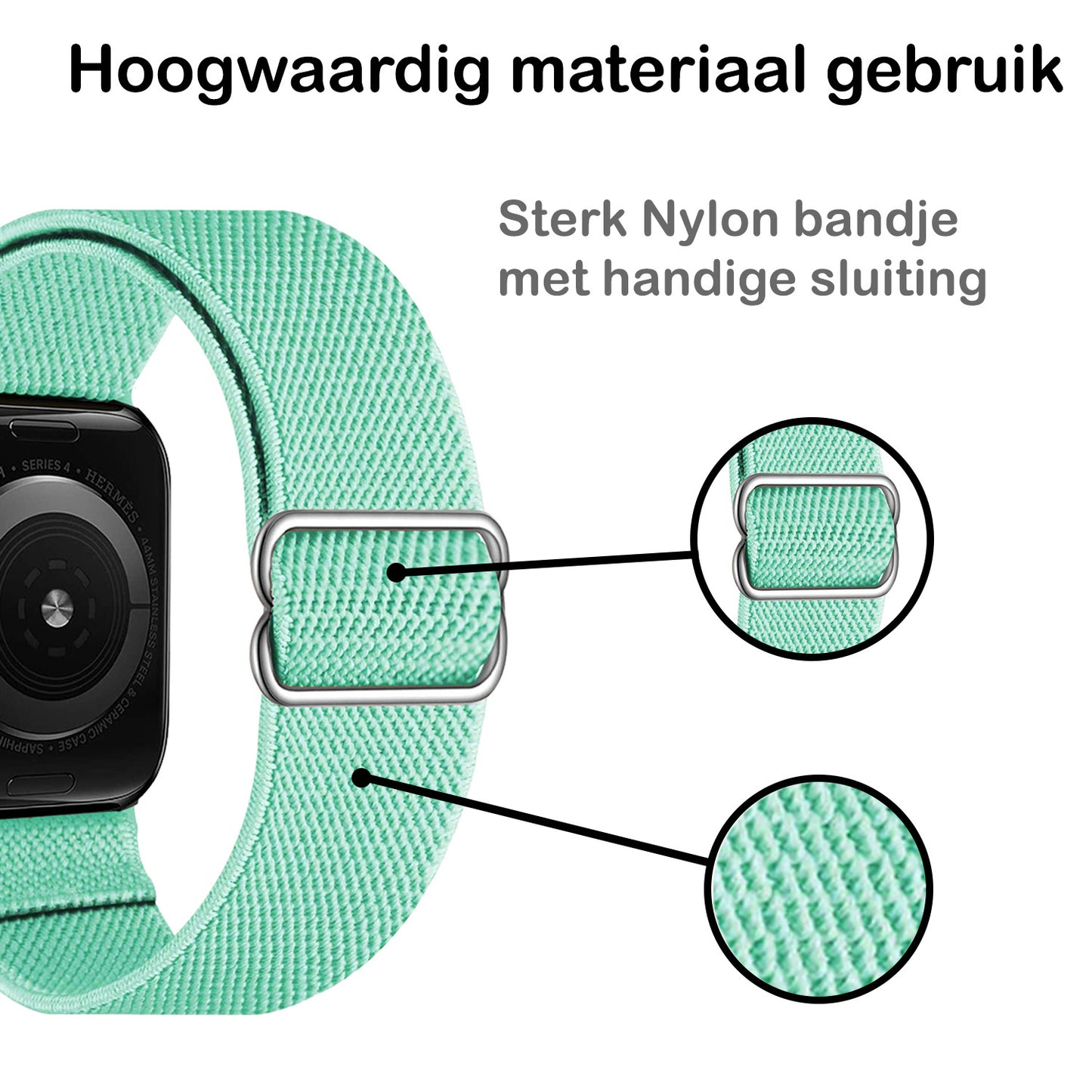 Horloge Bandje Geschikt Voor Apple Watch 1-8 / SE - 42/44/45 mm Bandje Stof - Mint