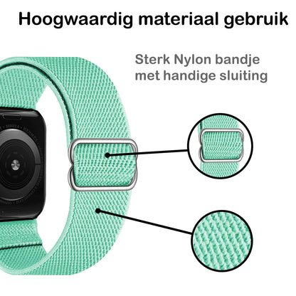 Horloge Bandje Geschikt Voor Apple Watch 1-8 / SE - 42/44/45 mm Bandje Stof - Mint