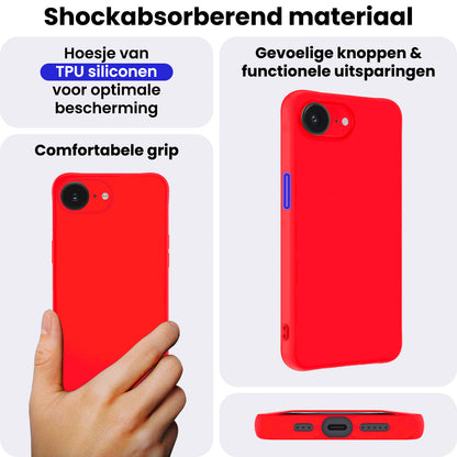 iPhone 16e Hoesje Siliconen Backcover Lichtgewicht - Rood