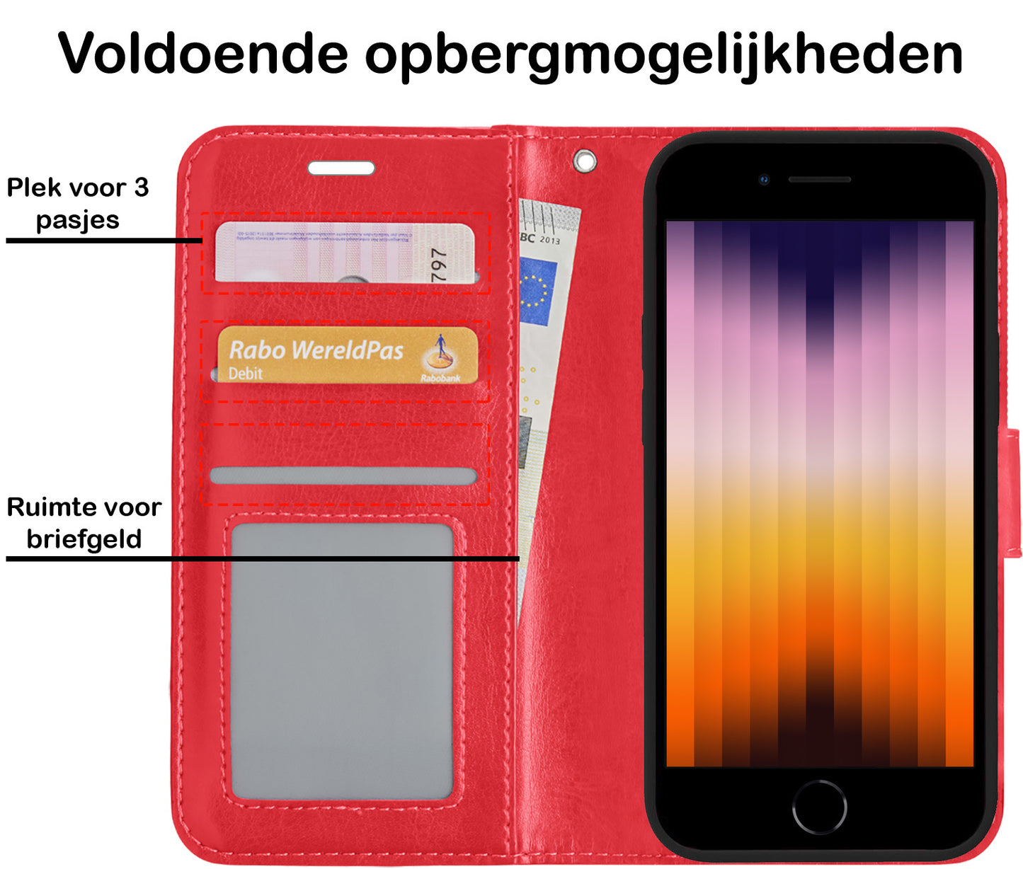 iPhone SE 2022 Hoesje Book Case Kunstleer - Rood