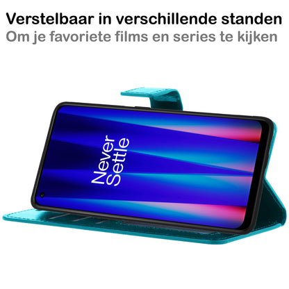 OnePlus Nord CE 2 Lite Hoesje Bookcase Cover met Kaarthouder - Turquoise
