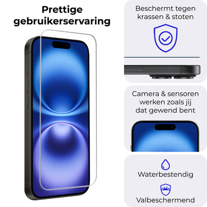 iPhone 16 Plus Screenprotector Gehard Glas met Installatieframe