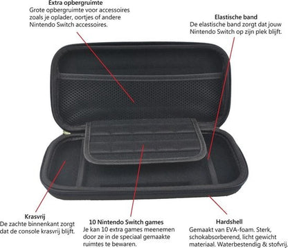 Nintendo Switch Hard Cover Hoes met Spellen ruimte - Zwart